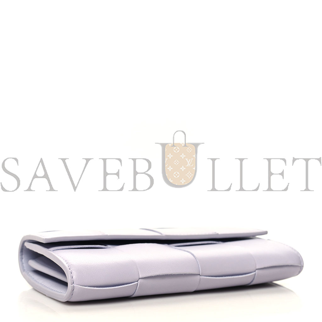 bo*te*ga Ve*ne*ta lambskin maxi intrecciato padded large flap wallet oyster lilac (19*10*4cm)
