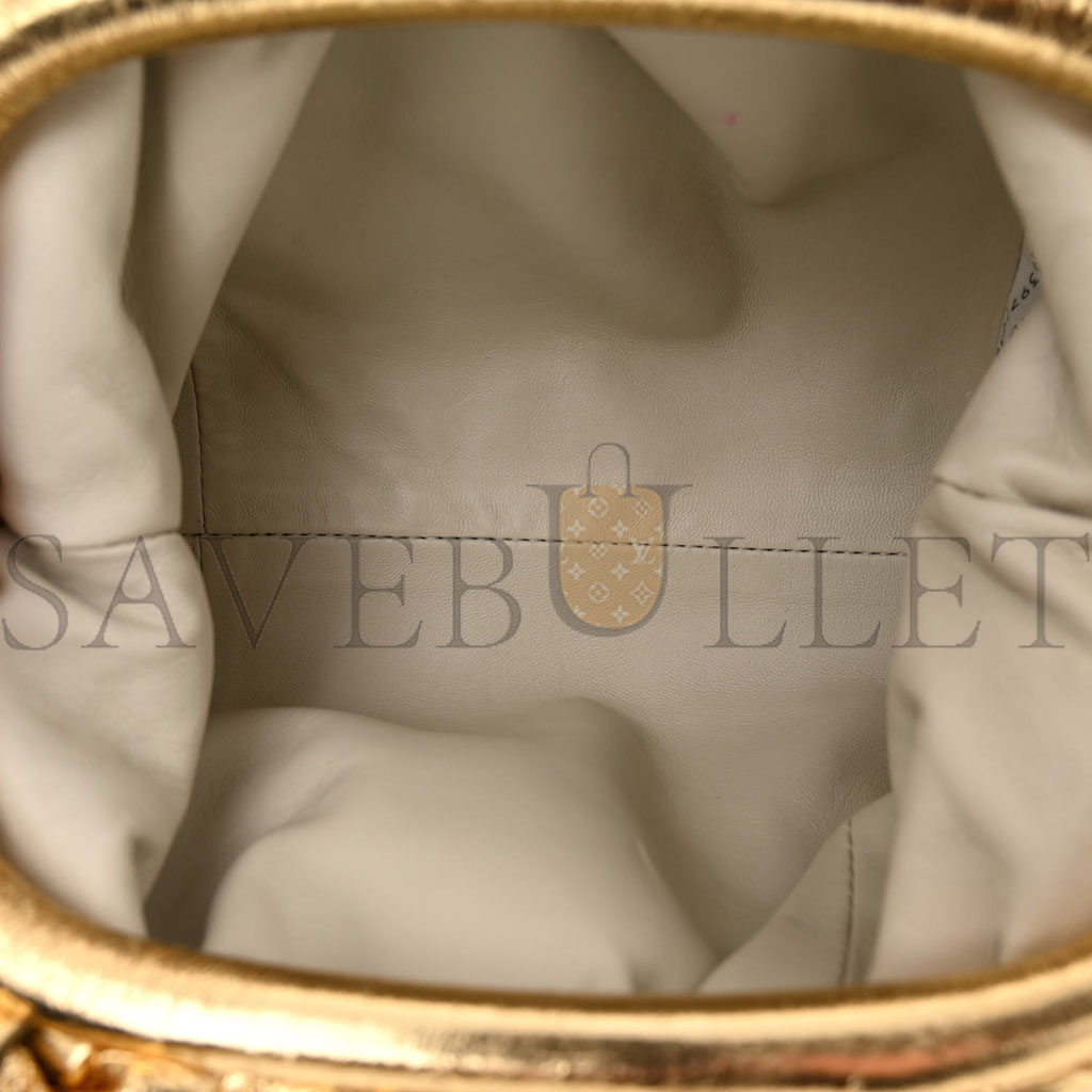 bo*te*ga Ve*ne*ta metallic crinkled lambskin the mini pouch oro (22*12*6cm)