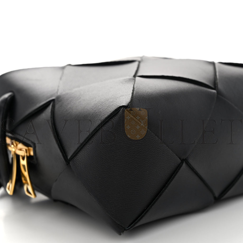 bo*te*ga Ve*ne*ta lambskin maxi intrecciato mini cassette camera bag black (15*14*7cm)