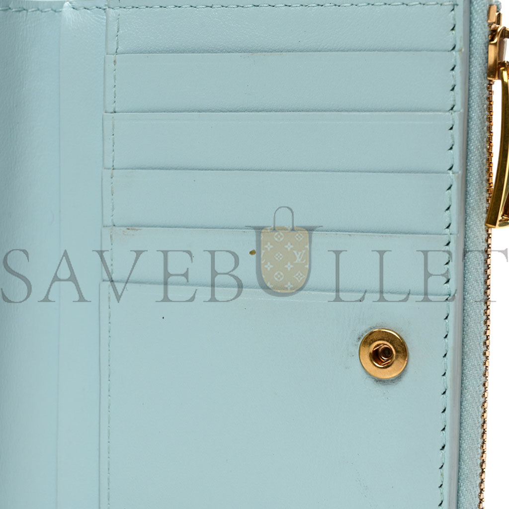 bo*te*ga Ve*ne*ta nappa intrecciato medium cassette bifold zip wallet teal washed (10*14*1cm)