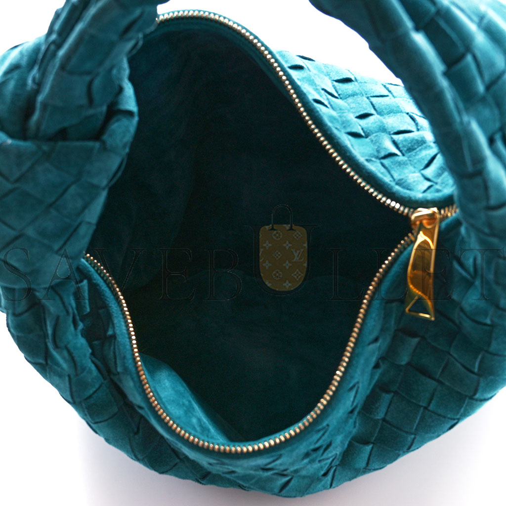 bo*te*ga Ve*ne*ta suede intrecciato teen jodie hobo petroleum blue (36*20*13cm)