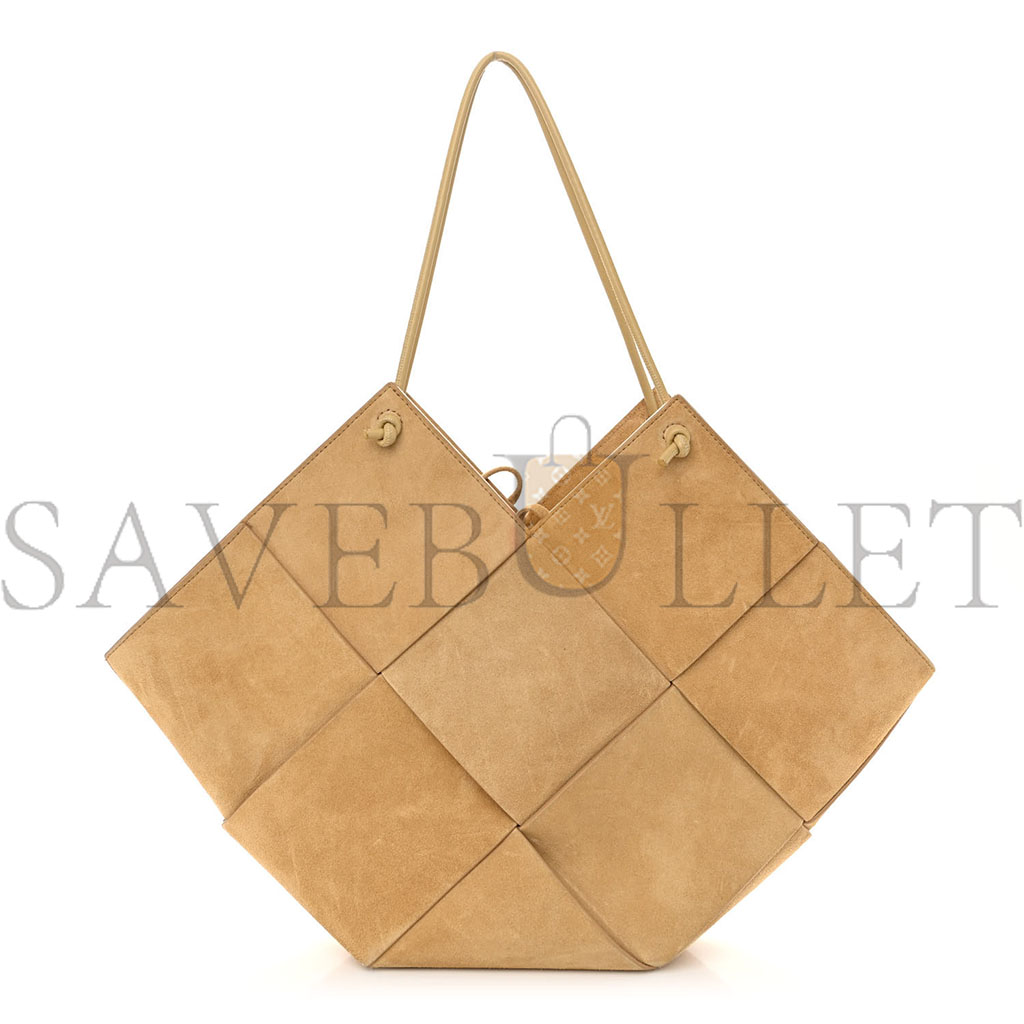 bo*te*ga Ve*ne*ta suede maxi intrecciato tote cane sugar tapioca 1428173 (32*17*9cm)