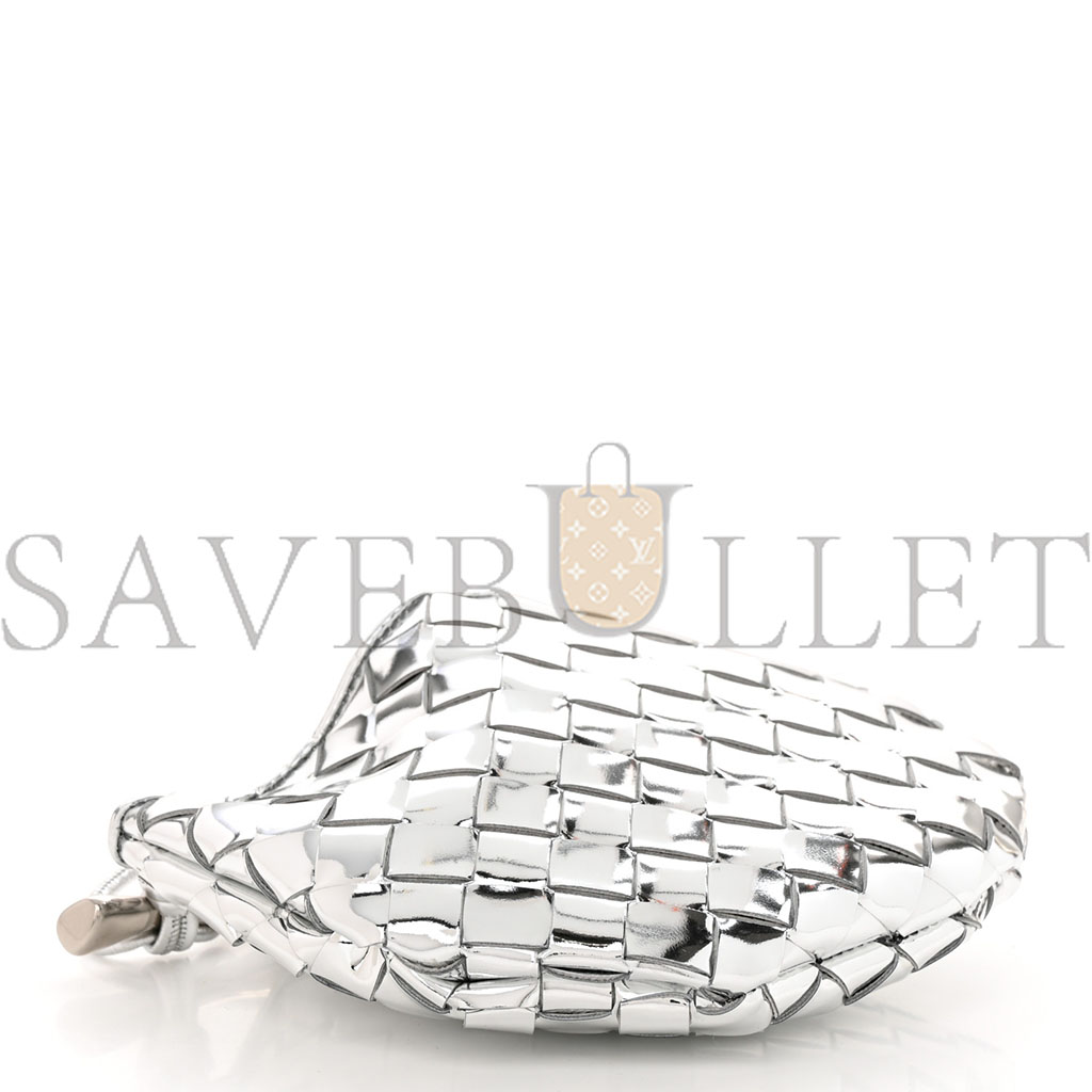 bo*te*ga Ve*ne*ta mirror laminated nappa intrecciato mini sardine bag silver (20*14*3cm)