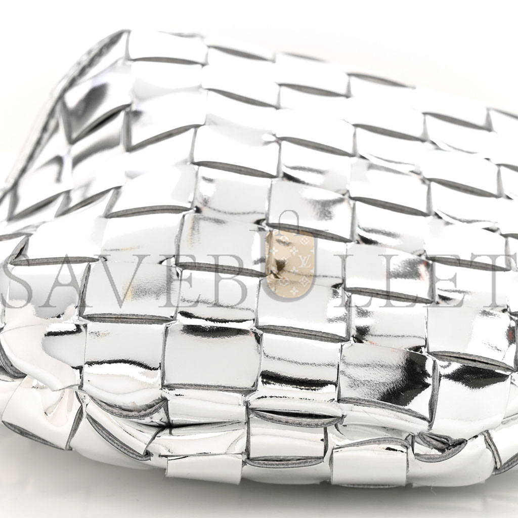 bo*te*ga Ve*ne*ta mirror laminated nappa intrecciato mini sardine bag silver (20*14*3cm)