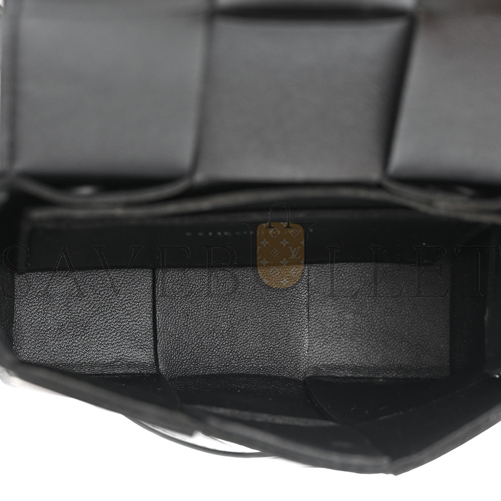 bo*te*ga Ve*ne*ta lambskin maxi intreccio candy cassette crossbody bag black (12*8*4cm)