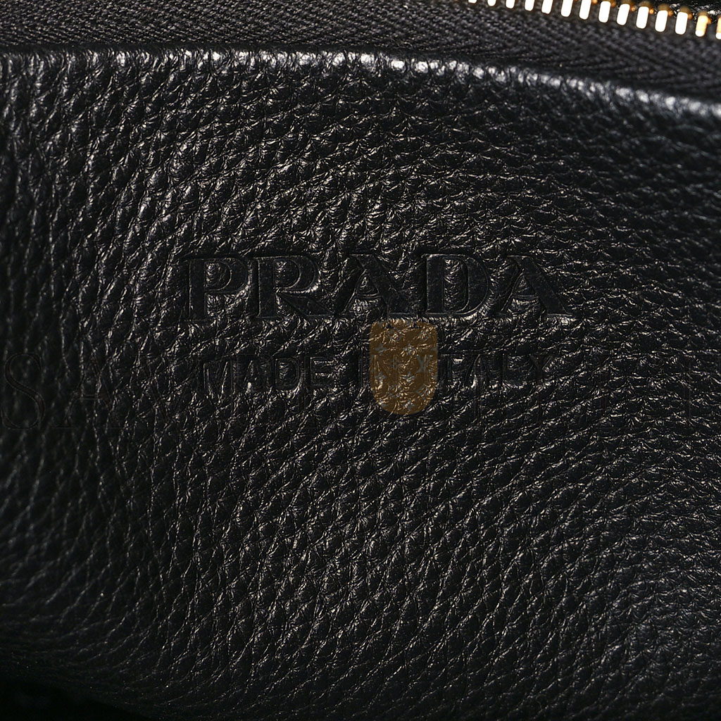 Pra*a vitello daino soft perforated logo tote black (30*20*13cm)