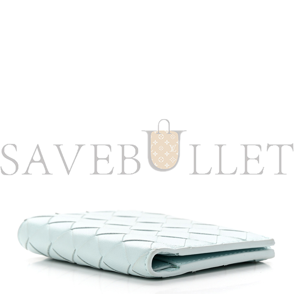 bo*te*ga Ve*ne*ta nappa intrecciato bifold zip wallet teal washed (10*11*1cm)