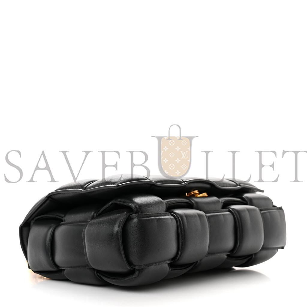 bo*te*ga Ve*ne*ta lambskin maxi intreccio padded chain cassette crossbody bag black (27*18*8cm)