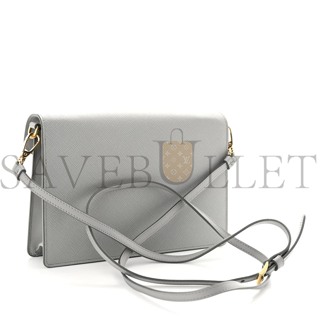 Pra*a city calfskin saffiano envelope flap with chain nube (20*13*4cm)