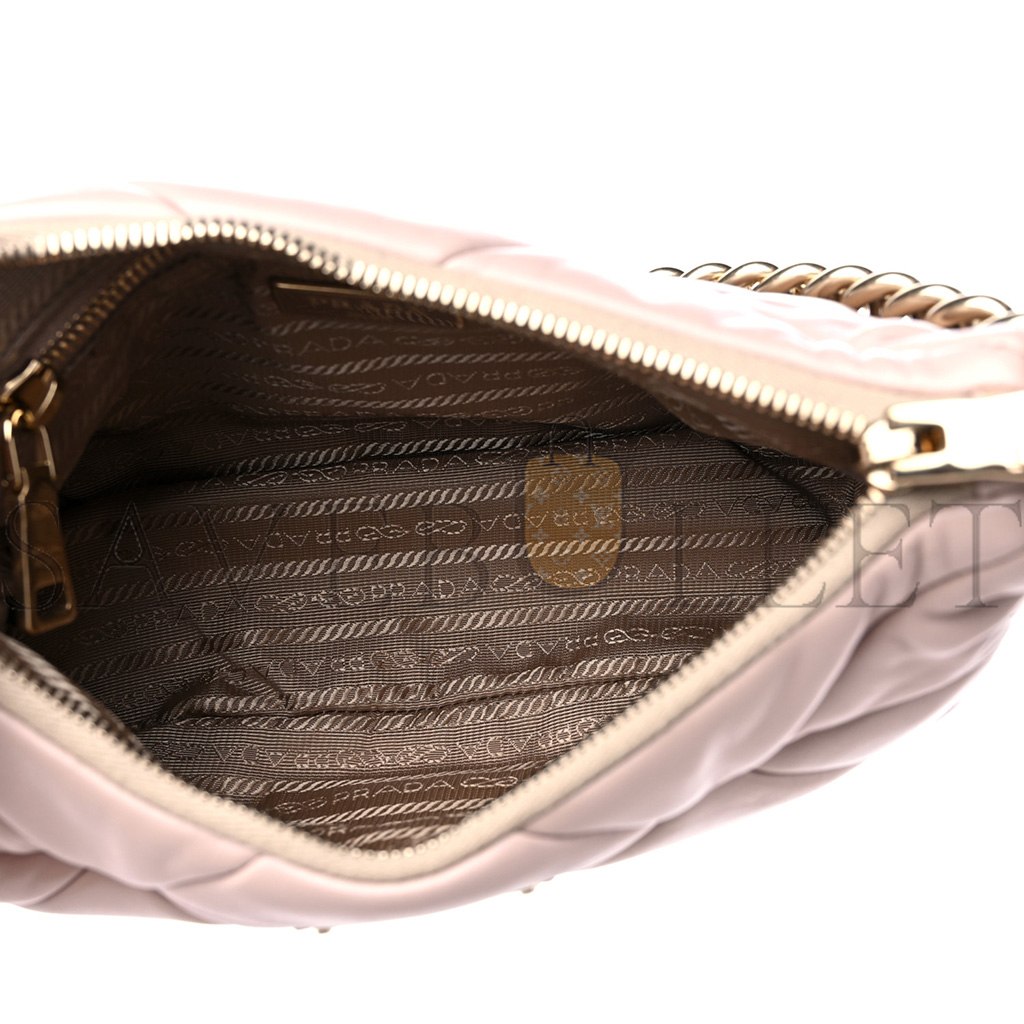 Pra*a nappa nylon quilted patchwork system shoulder bag water lily(25*15*8cm)