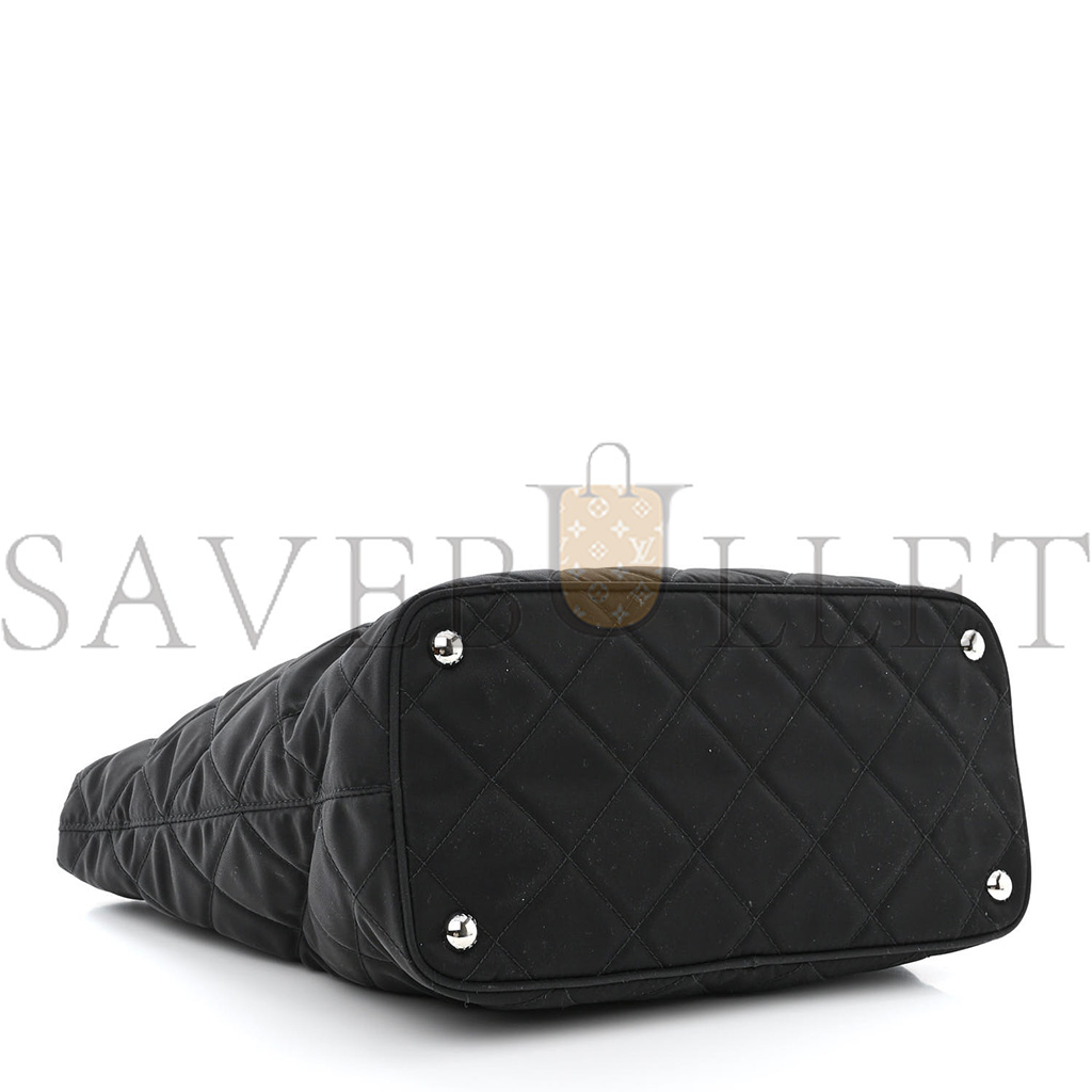 Pra*a nylon tessuto impuntu quilted shoulder bag black (30*25*14cm)