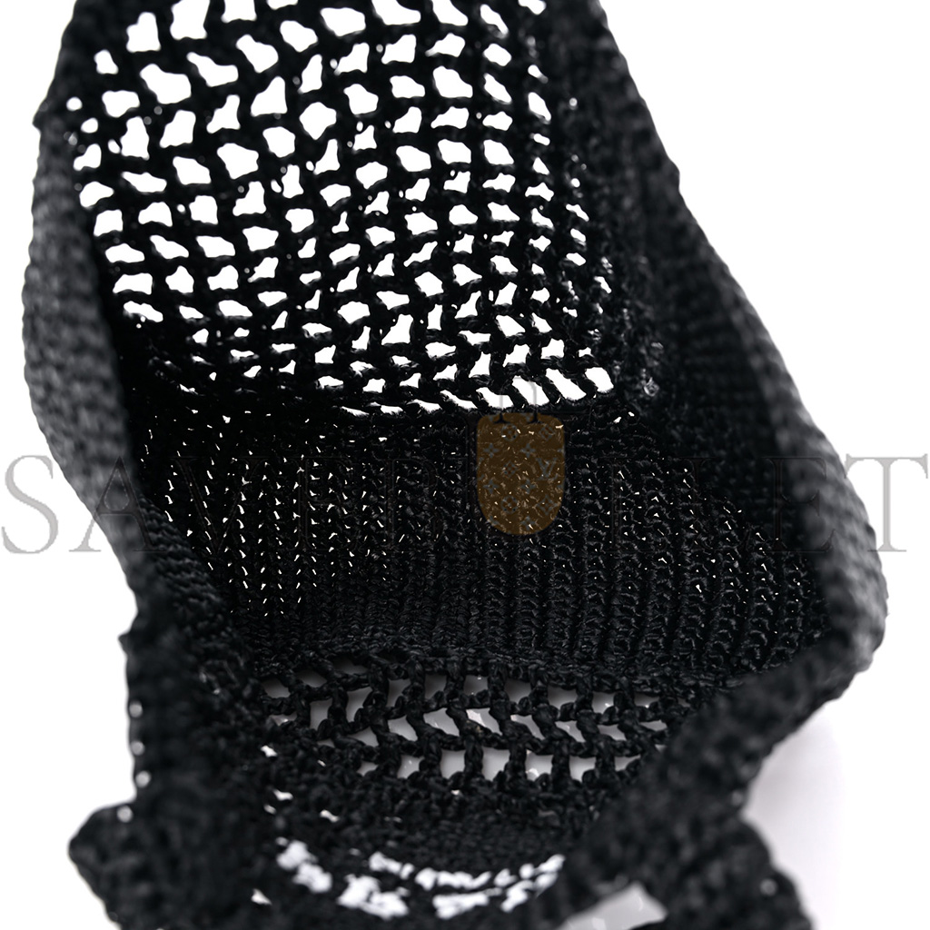 Pra*a raffia embroidered small logo tote bag black (23*22*11cm)