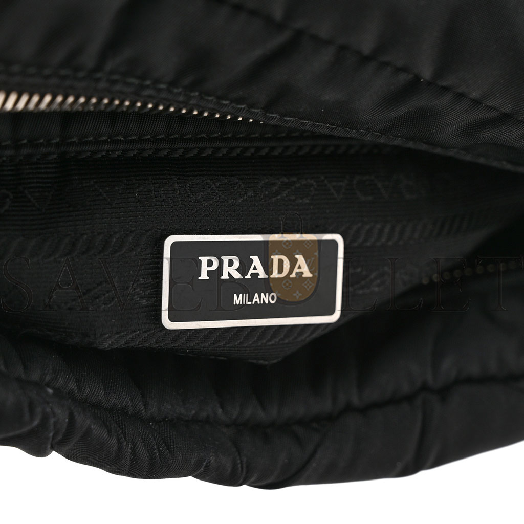 Pra*a nylon tessuto quilted padded shoulder bag black (25*18*9m)