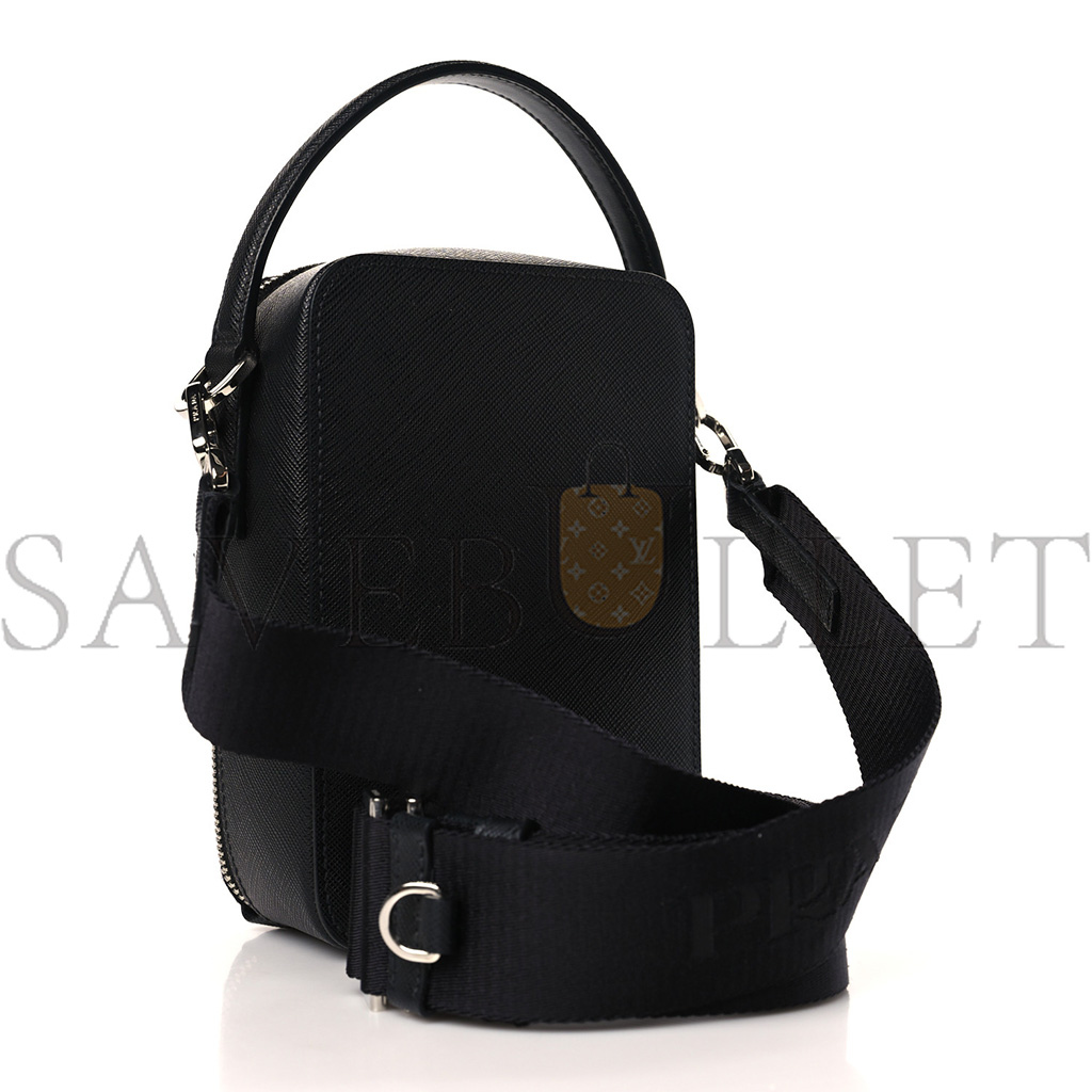 Pra*a saffiano brique crossbody bag black (18*11*6cm)