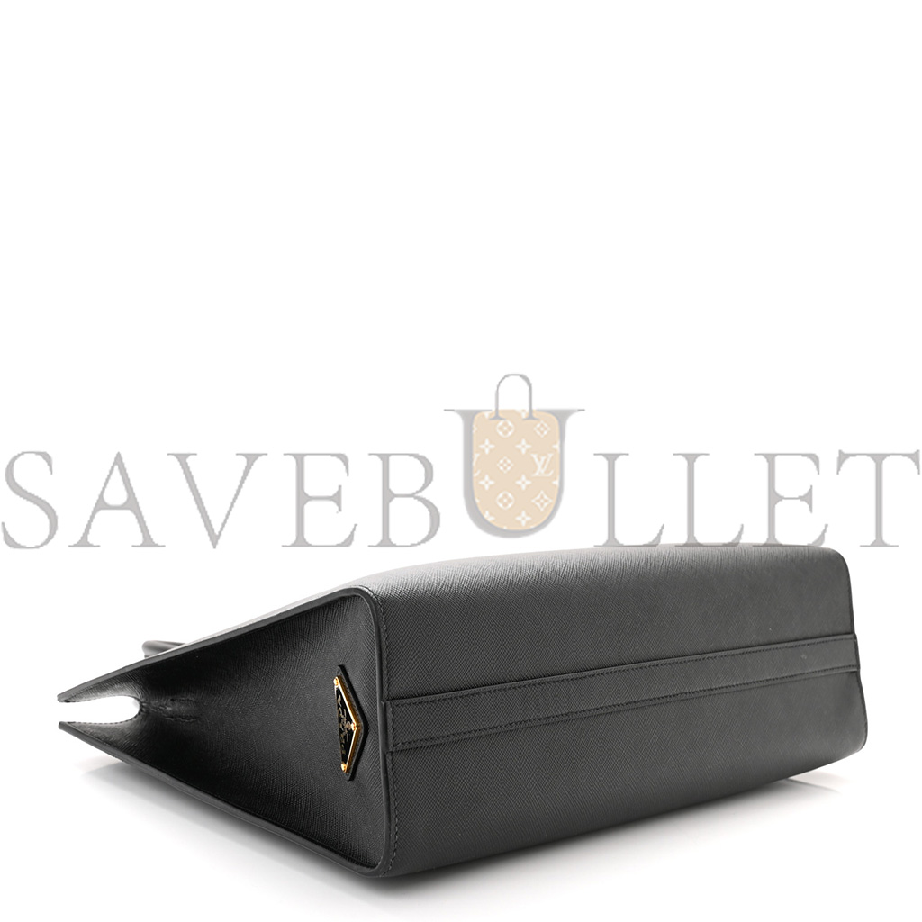 Pra*a saffiano lux embossed logo large shoulder bag black (33*26*11cm)