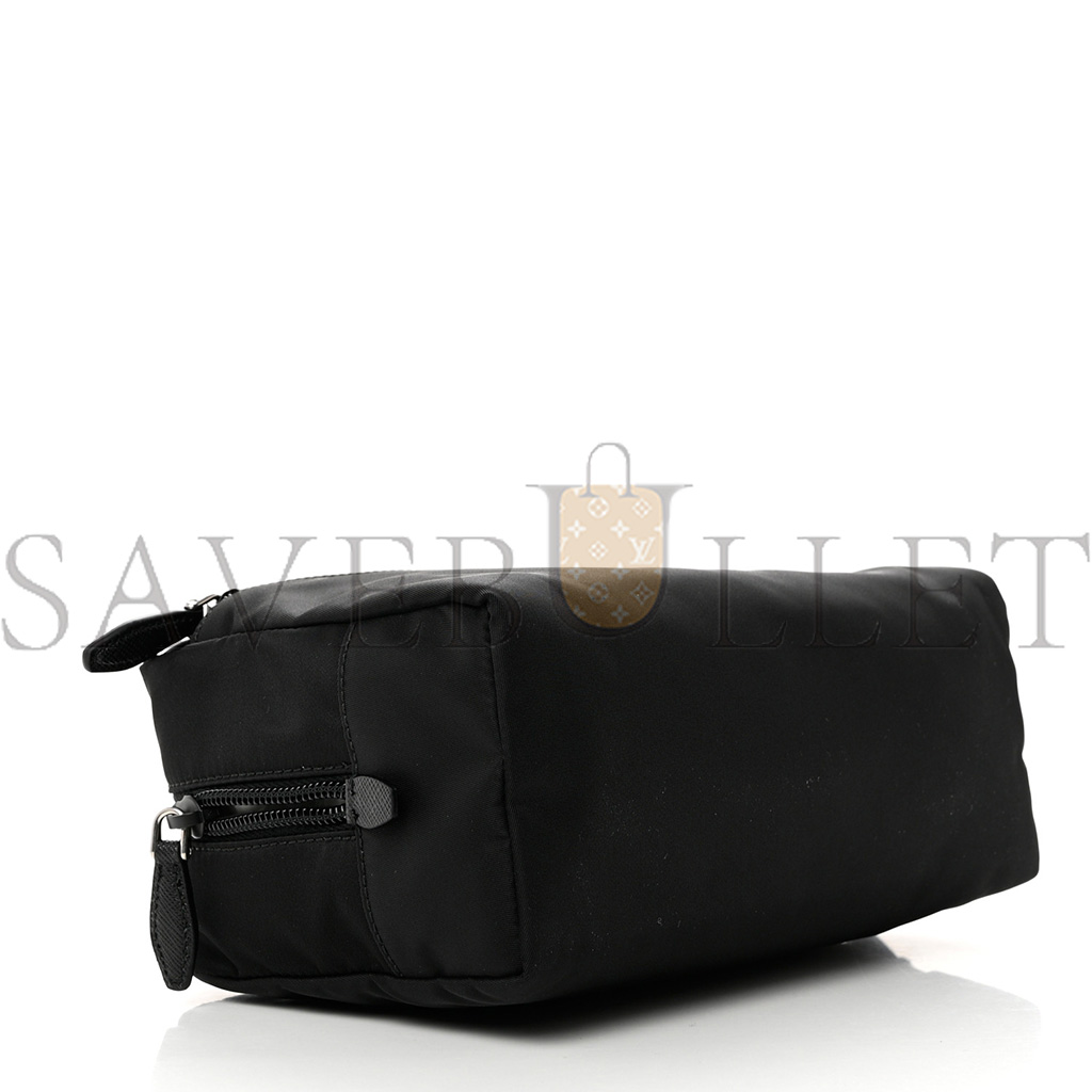 Pra*a re-nylon saffiano pouch wristlet black (25*13*11cm)