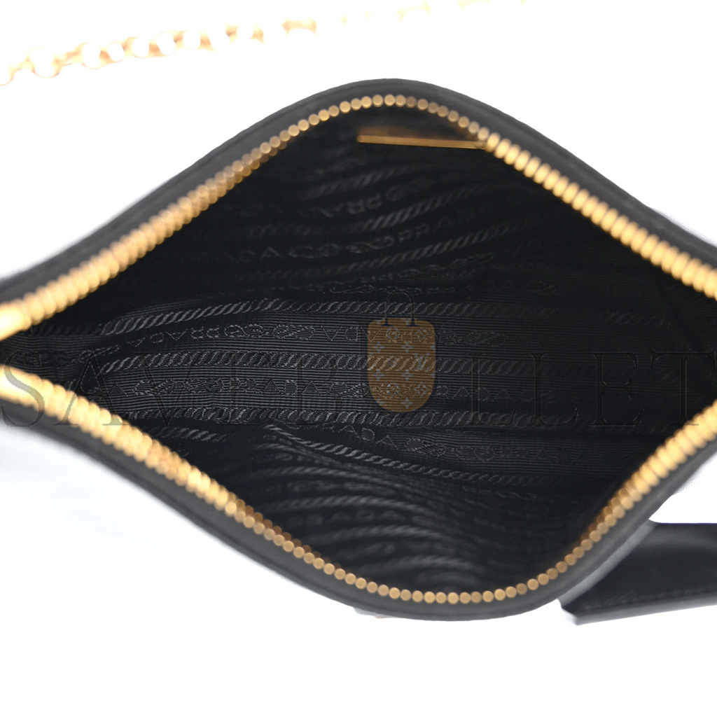 Pra*a saffiano lux re-edition 2005 shoulder bag black (22*17*6cm)