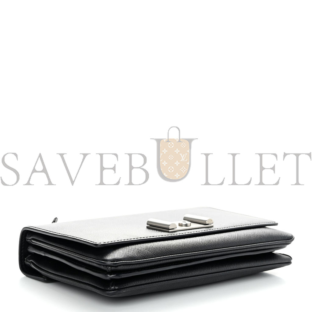 Pra*a saffiano lux chain shoulder bag black (24*15*6cm)