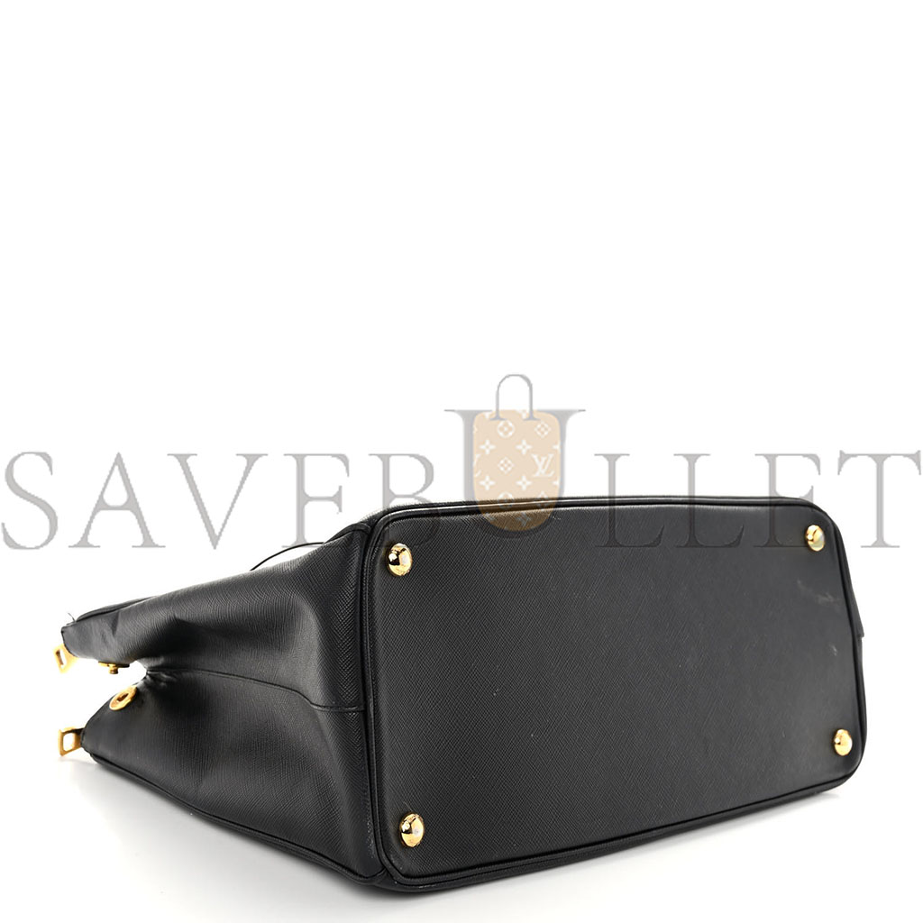 Pra*a saffiano medium galleria double zip tote black (30*23*15cm)