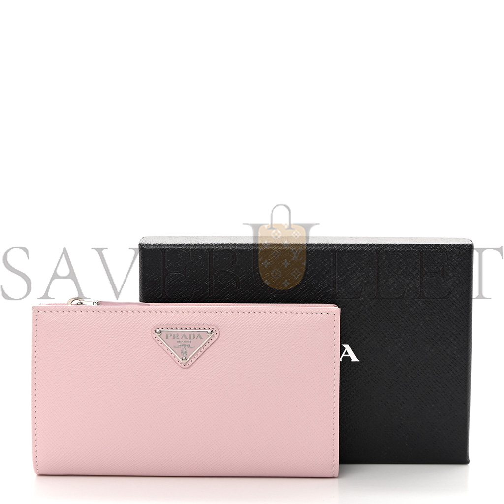 Pra*a saffiano triangle continental zip wallet alabaster (16*9*2cm)