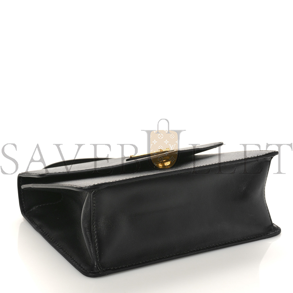 Pra*a saffiano soft calfskin chain shoulder bag black (20*13*6cm)