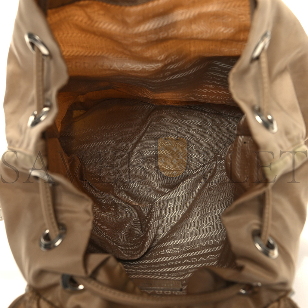 Pra*a tessuto nylon vela small backpack cammello blanco (25*24*12cm)