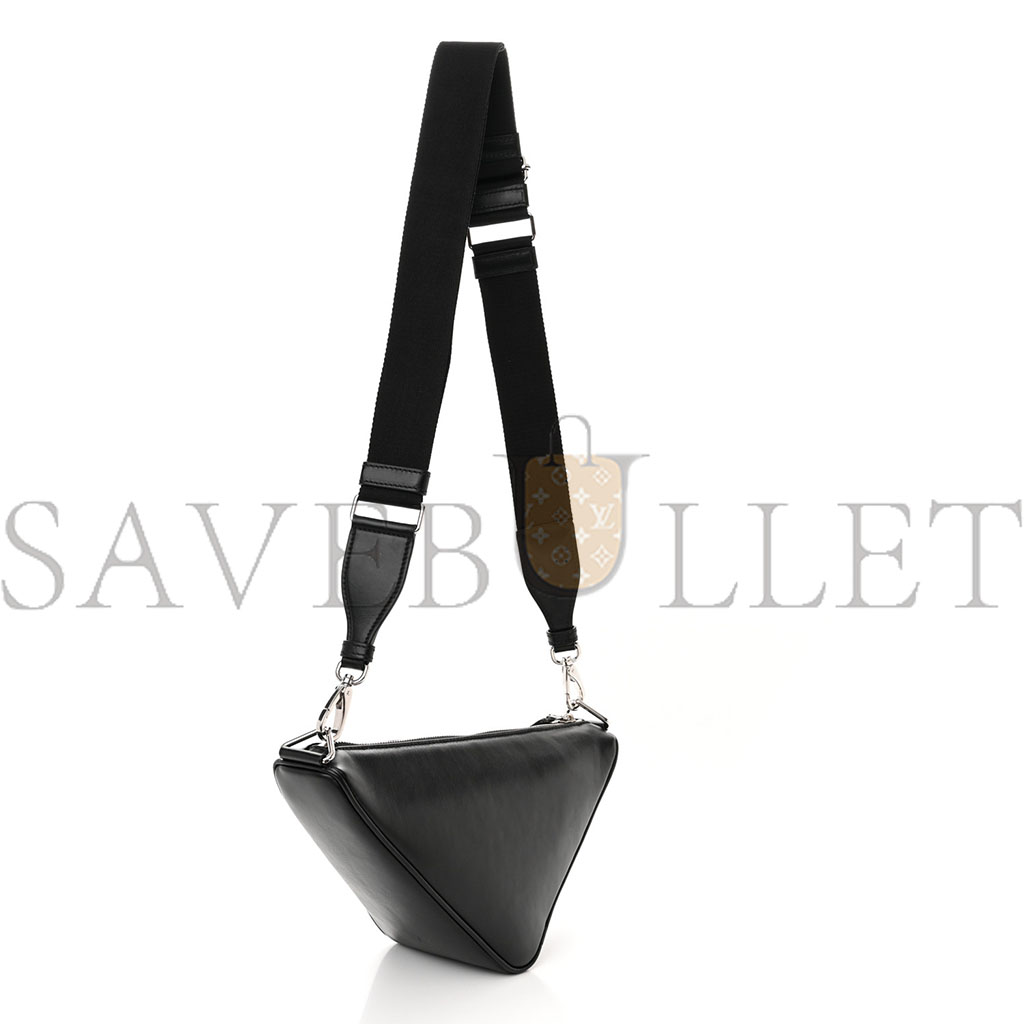 Pra*a softy calfskin triangle shoulder bag black (28*16*10cm)