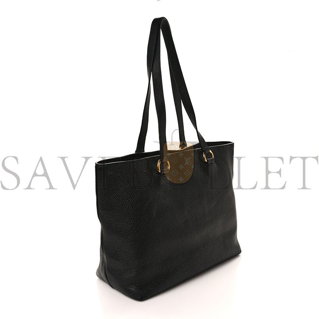 Pra*a vitello daino embossed logo tote black (30*26*14cm)