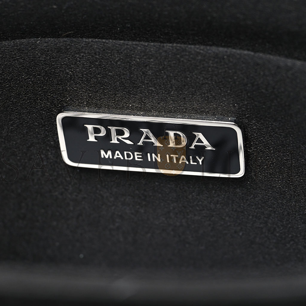 Pra*a satin crystal small tote bag metal (18*15*2cm)