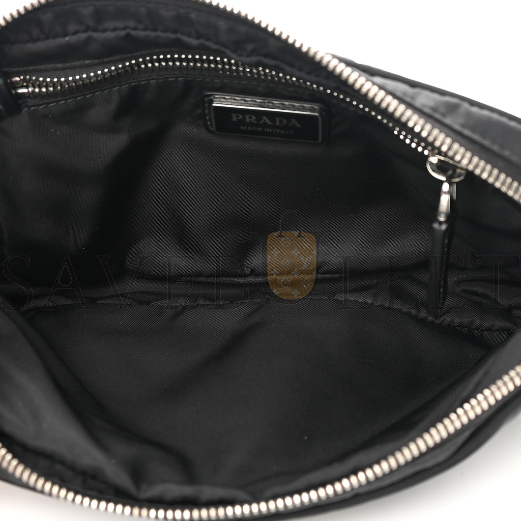 Pra*a tessuto re-nylon logo print belt bag black (22*13*6cm)