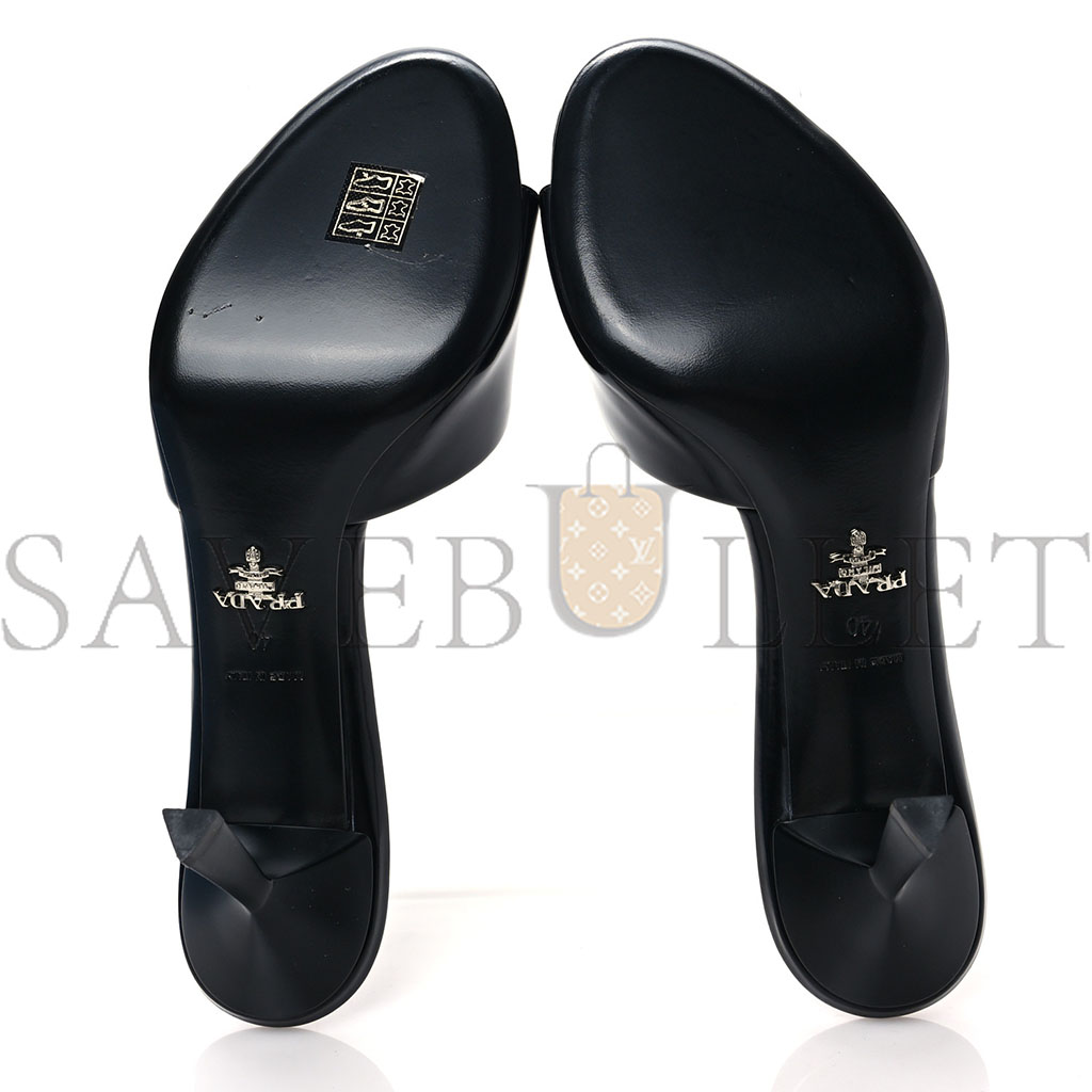 Pra*a spazzolato logo 75mm slide sandals 40 black