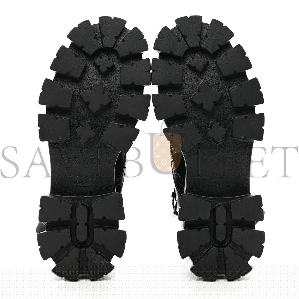 Pra*a spazzolato rois re-nylon metal triangle logo mens monolith pouch pocket 60mm combat boots 7.5 black