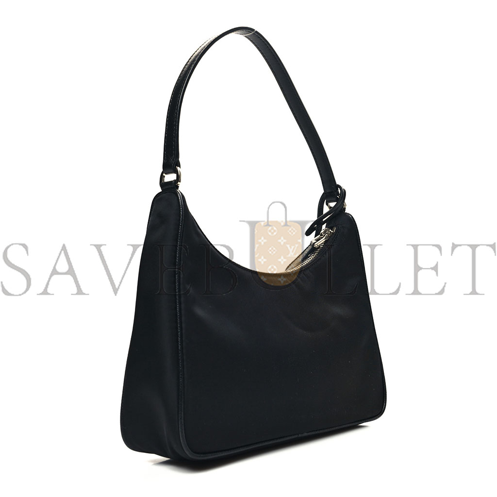 Pra*a tessuto nylon saffiano mini re-edition 2005 bag black (22*17*6cm)