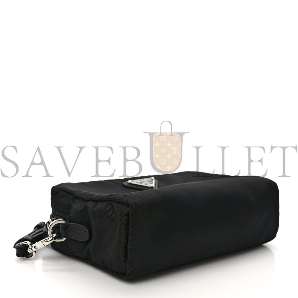 Pra*a tessuto nylon saffiano wristlet black (19*11*9cm)