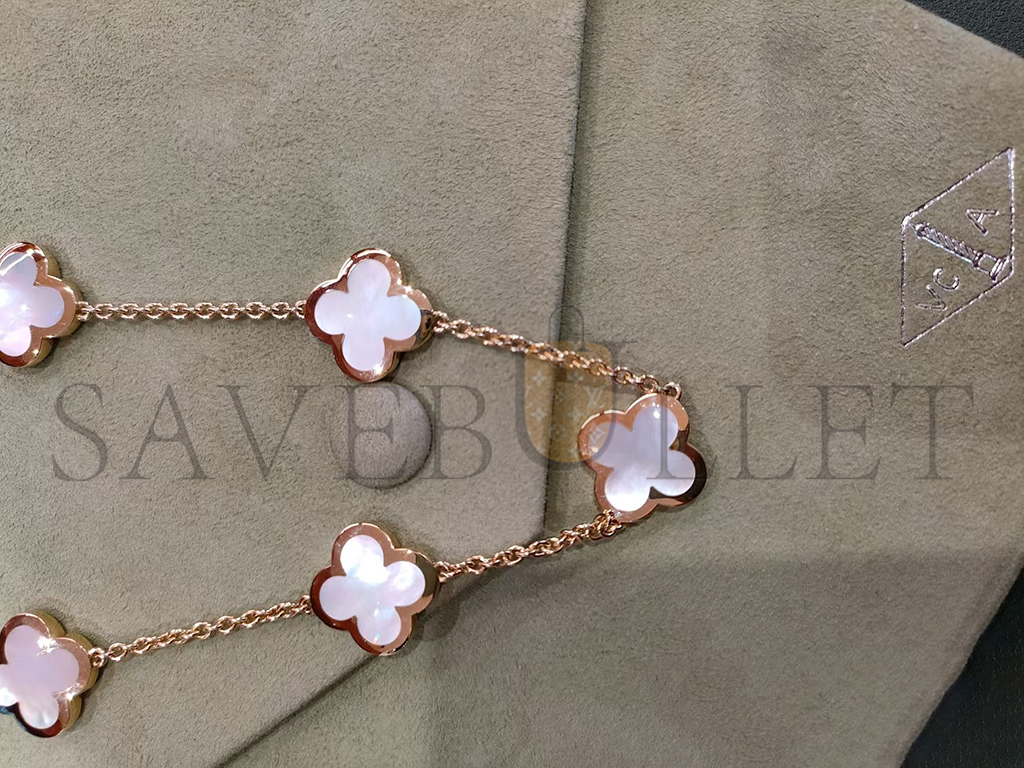 V*N CL*F arpels pure alhambra necklace, 9 motifs - yellow gold, mother-of-pearl  vcara37800