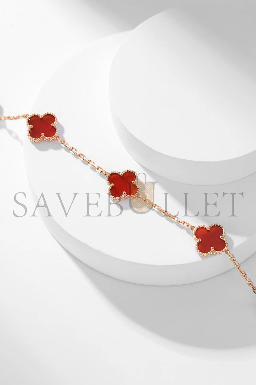 V*N CL*F arpels vintage alhambra necklace, 10 motifs - yellow gold, carnelian  vcard40600