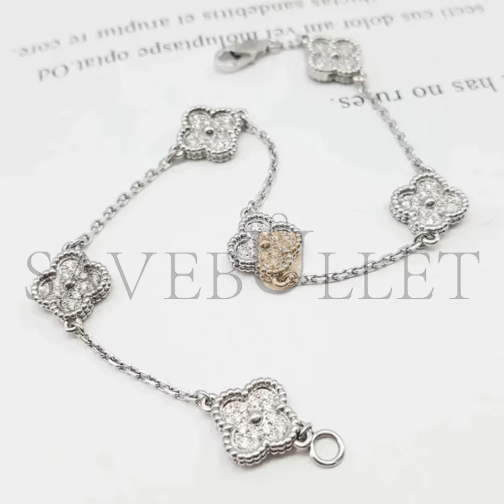 v*n cl*f arpels sweet alhambra bracelet, 6 motifs - white gold, Di*m*nd vcaro85700