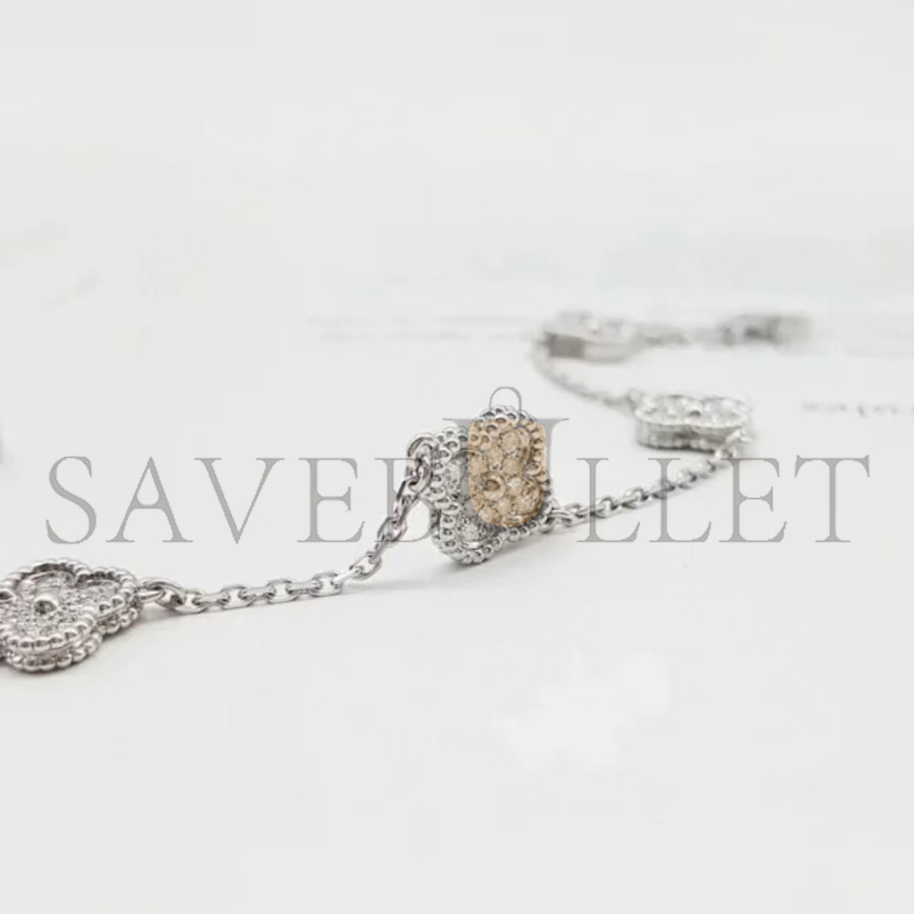 v*n cl*f arpels sweet alhambra bracelet, 6 motifs - white gold, Di*m*nd vcaro85700
