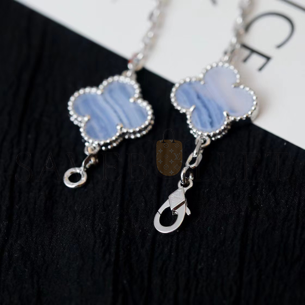 V*N CL*F arpels vintage alhambra bracelet, 5 motifs - white gold, chalcedony vcard34700