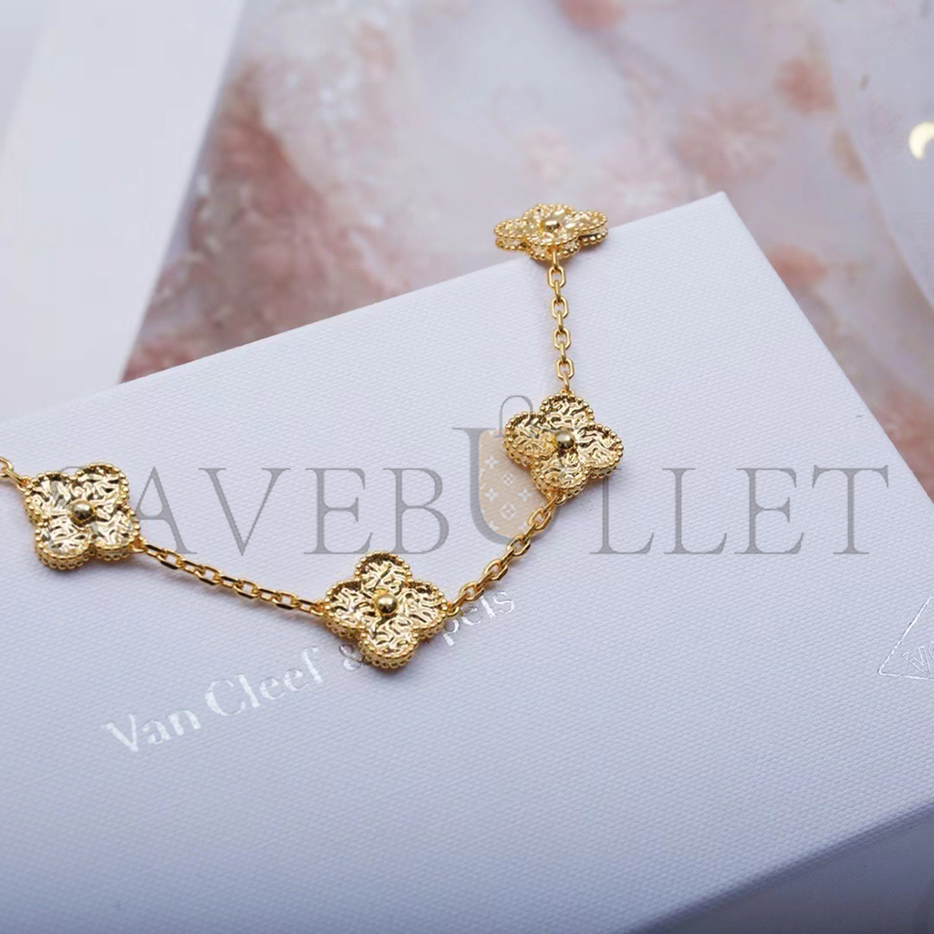 V*N CL*F arpels vintage alhambra bracelet, 5 motifs - yellow gold vcaro1ie00