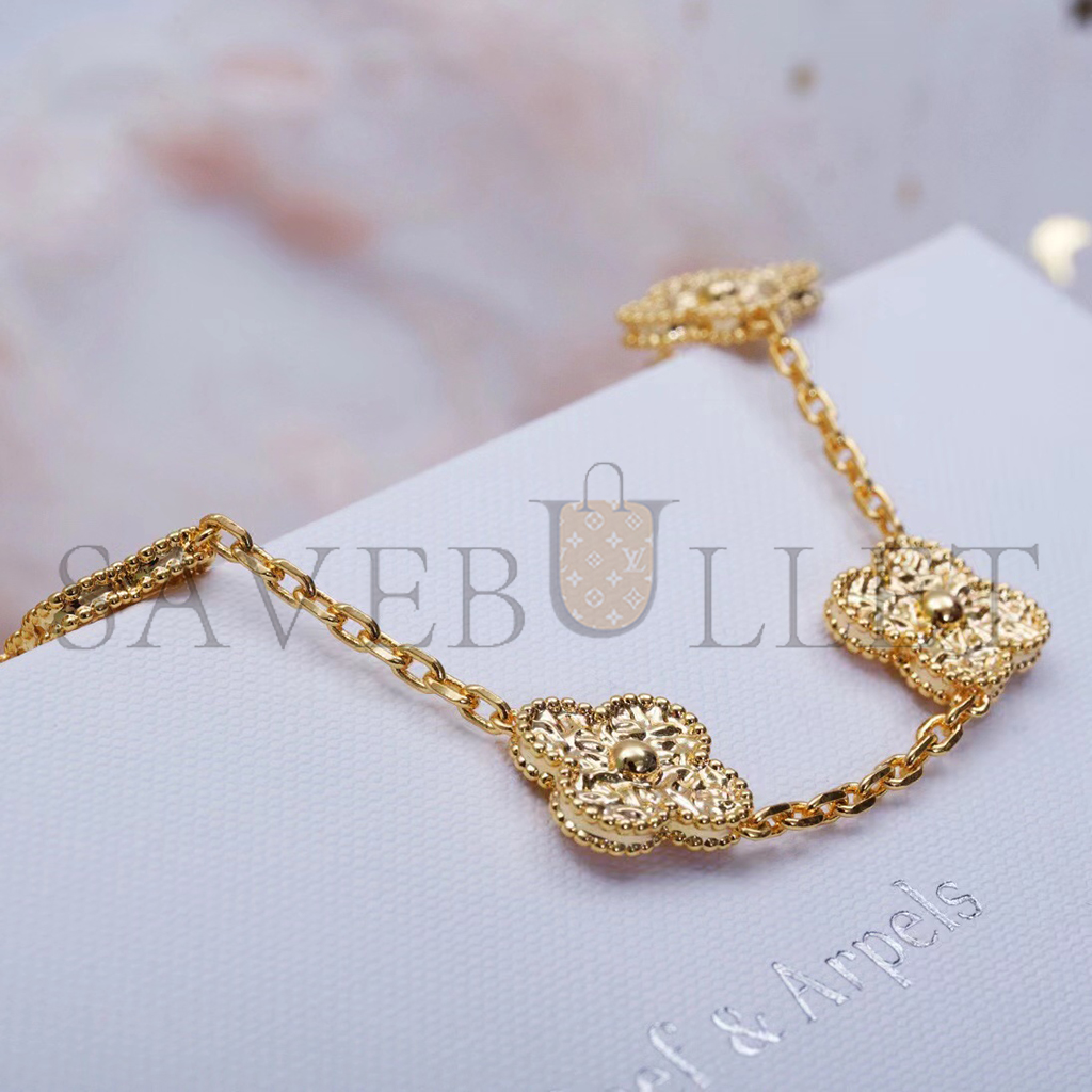V*N CL*F arpels vintage alhambra bracelet, 5 motifs - yellow gold vcaro1ie00