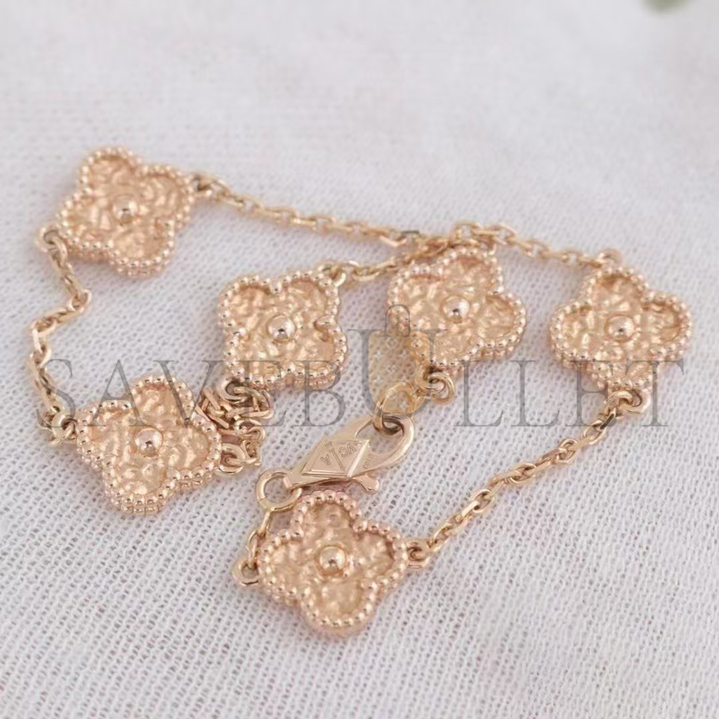 V*N CL*F arpels sweet alhambra bracelet, 6 motifs - rose gold  vcaro8dd00