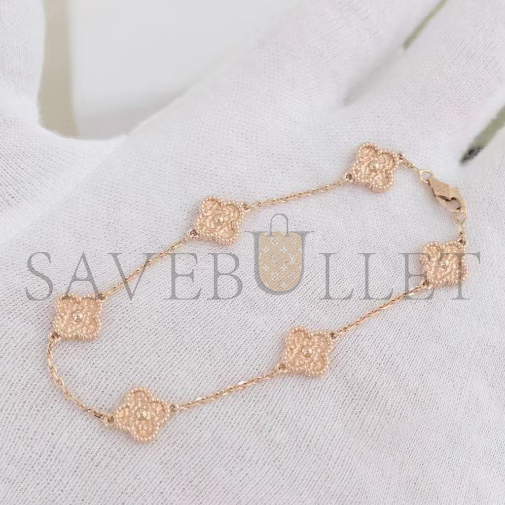 V*N CL*F arpels sweet alhambra bracelet, 6 motifs - rose gold  vcaro8dd00