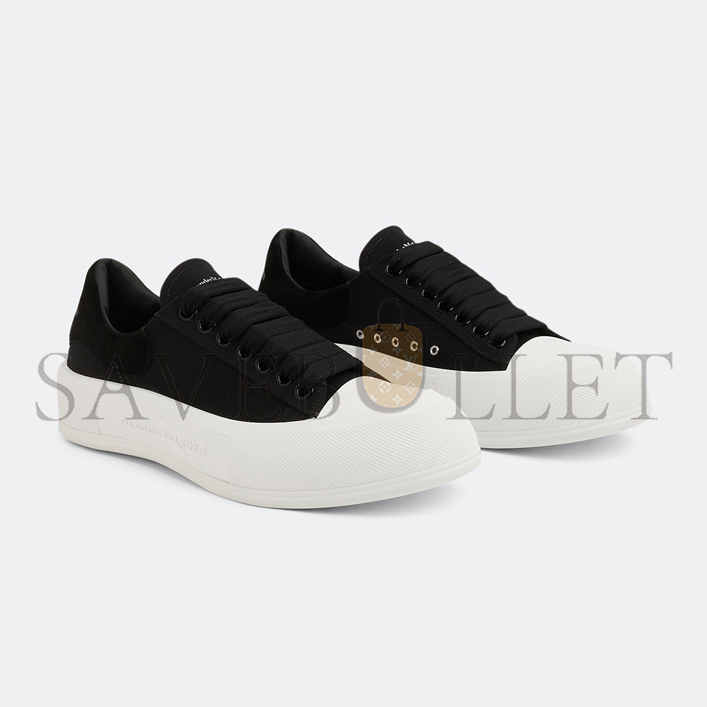 Ale*d*r m*q*en deck sneakers in black canvas 654593w4mv71070