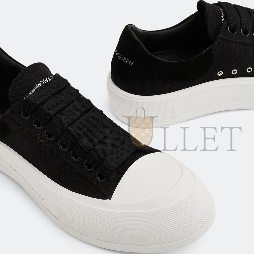 Ale*d*r m*q*en deck sneakers in black canvas 654593w4mv71070