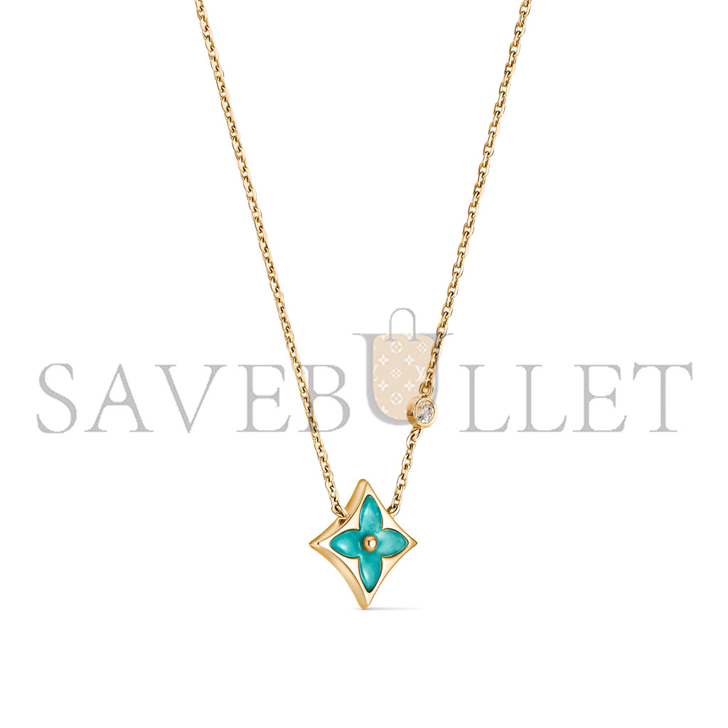 l**is v*t*n color blossom bb star pendant, yellow gold, amazonite and Di*m*nd q03276