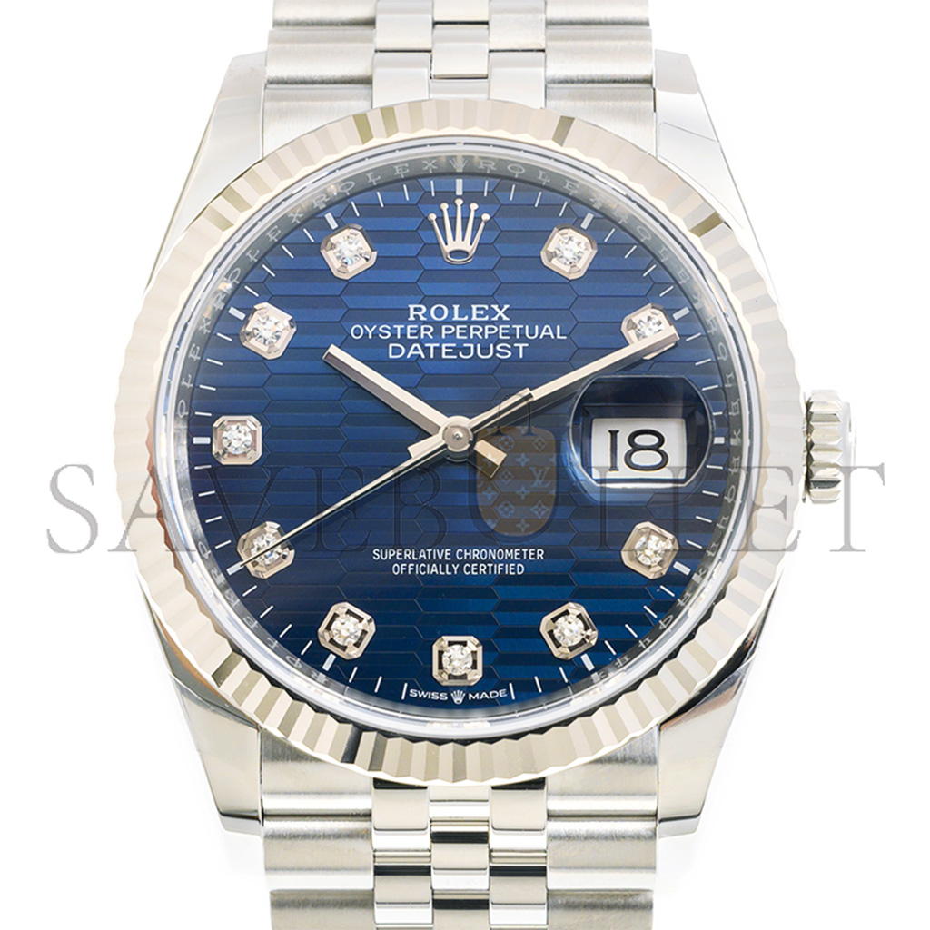 R*l*x datejust blue fluted pattern dial 36mm watch 126234-0057