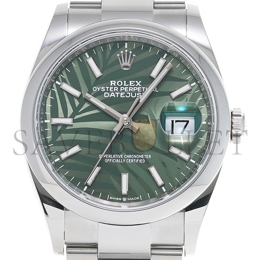 R*l*x datejust olive green palm pattern watch 126200