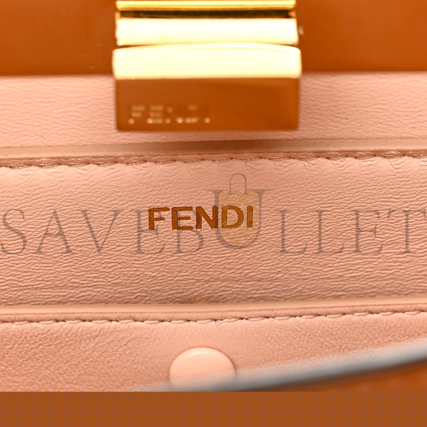 F**di vitello king luxor shiny nappa medium peekaboo i see u east west satchel brandy light rose (29*18*10cm)