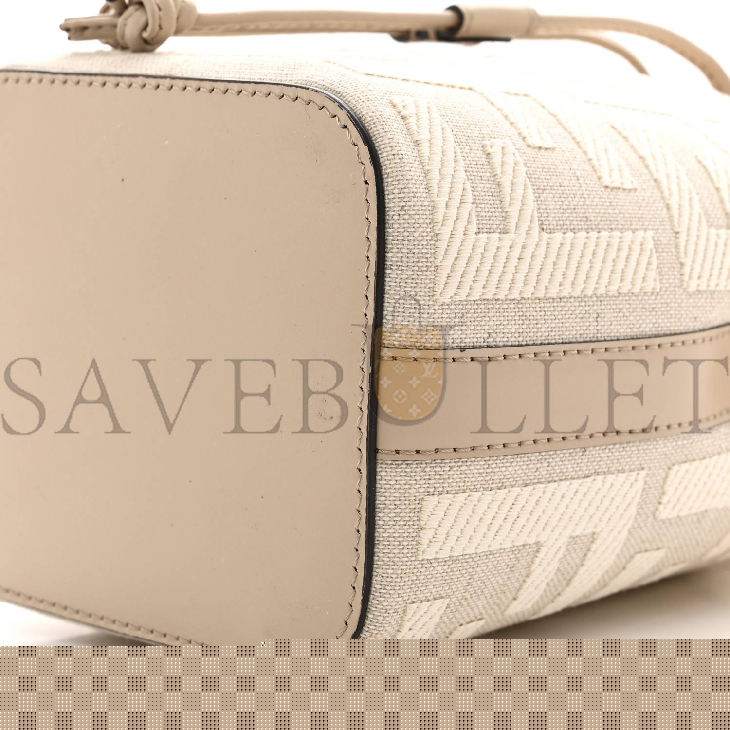 F**di canvas nappa f is F**di ff embroidered mini mon tresor bucket bag grezzo white nuvola (18*12*10cm)